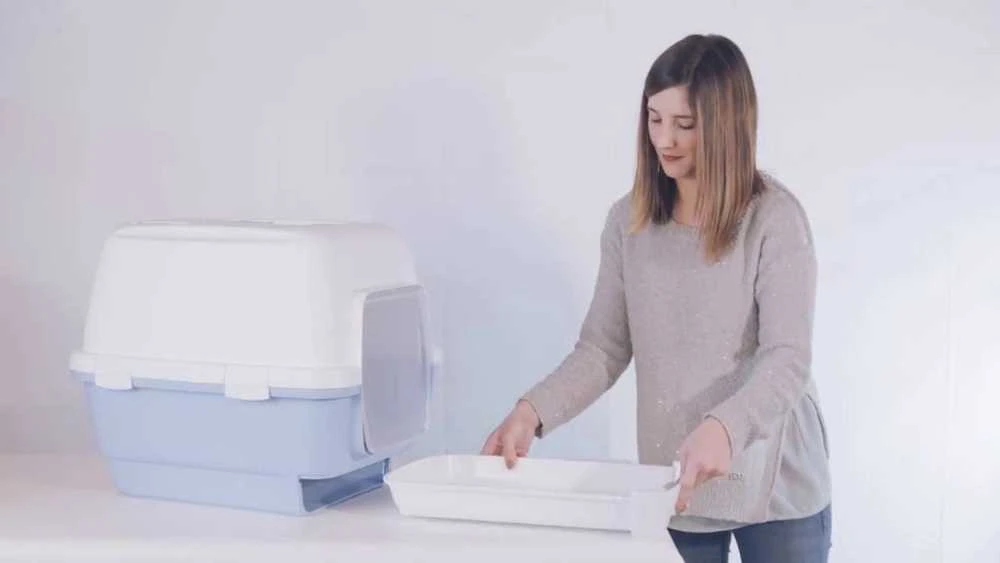 Stefanplast kačių tualetas uždaras Cathy Clever & Smart 58x45x48cm baltas mėlynas