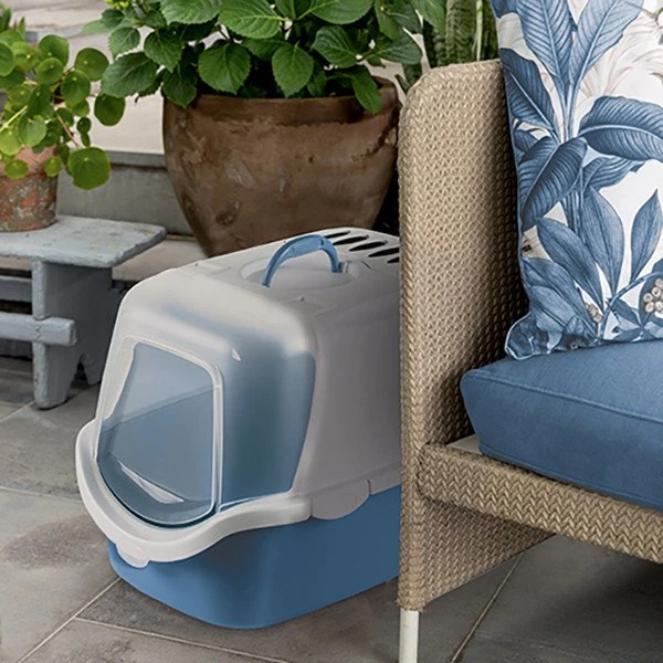 Stefanplast kačių kraiko dėžė CATHY lengvai valoma, balta/šiaurės mėlyna,