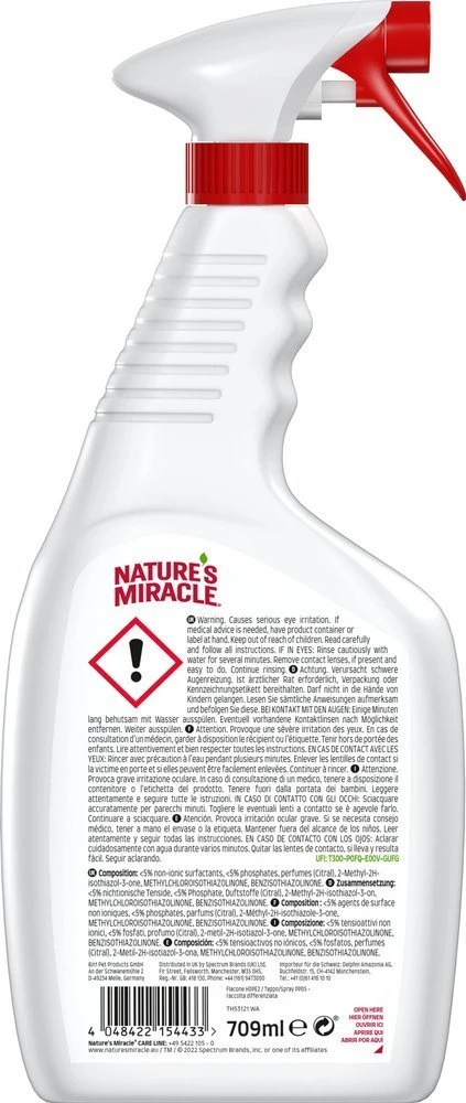 Valiklis kačių dėmėms ir kvapams šalinti Nature's Miracle Stain&Odour REMOVER CAT, 709ml