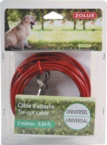 Pavadėlis Zolux TIE-OUT CABLE, raudonas, 3 m