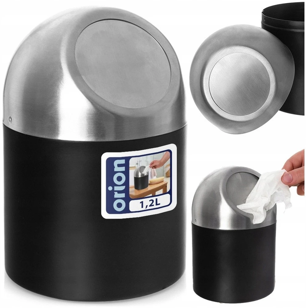 Zone Orion šiukšliadėžė 1,2 l - juoda - vonios reikmenys