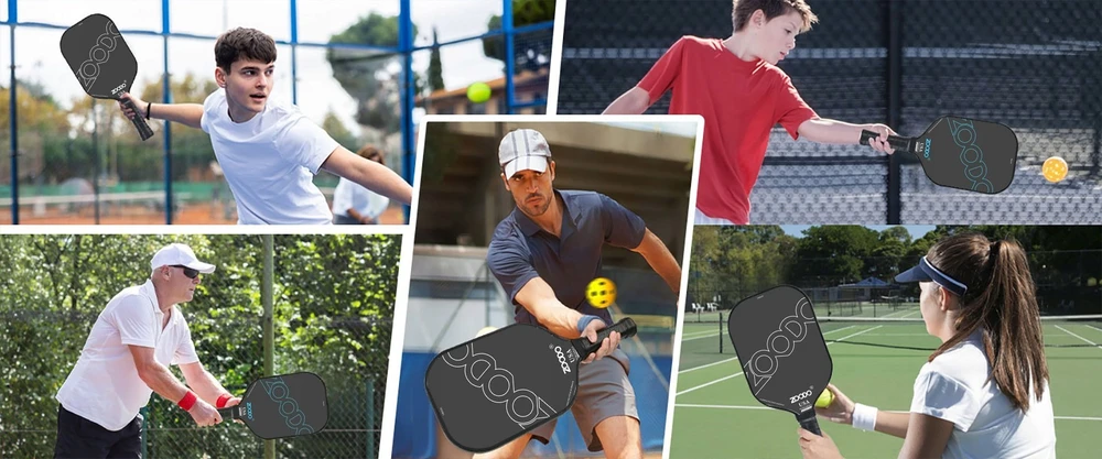 ZOODO rakečių pickleball rinkinys juodas P3 USAPA + 4 kamuoliai + krepšys JAV (ZD074568)