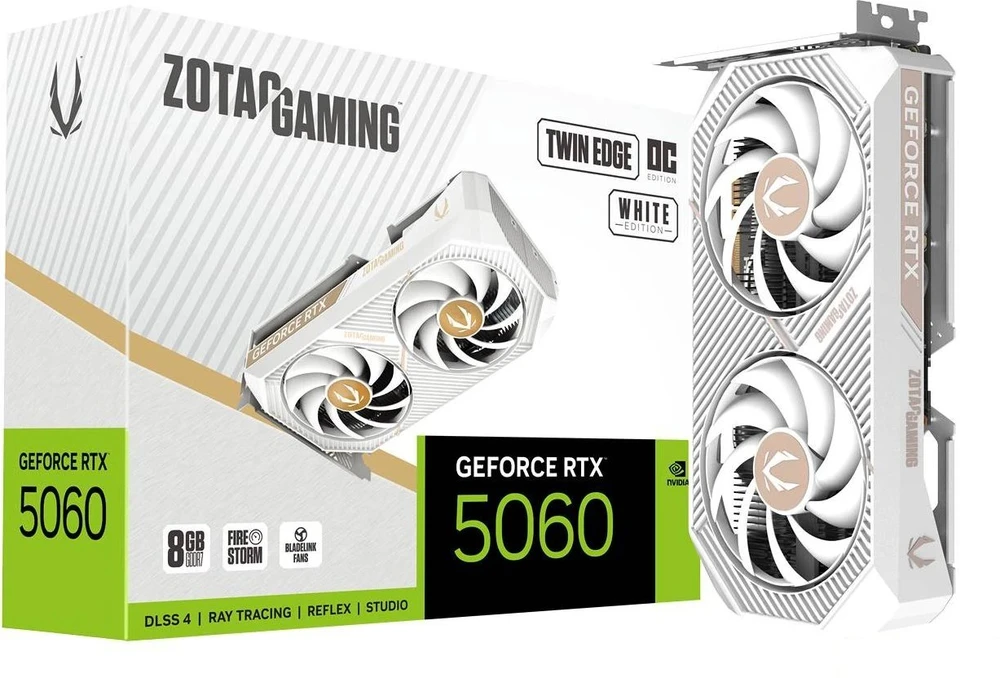 Vaizdo plokštė „Zotac GAMING GeForce RTX 5060 Twin Edge OC Baltas Edition“ NVIDIA 8 GB GDDR7
