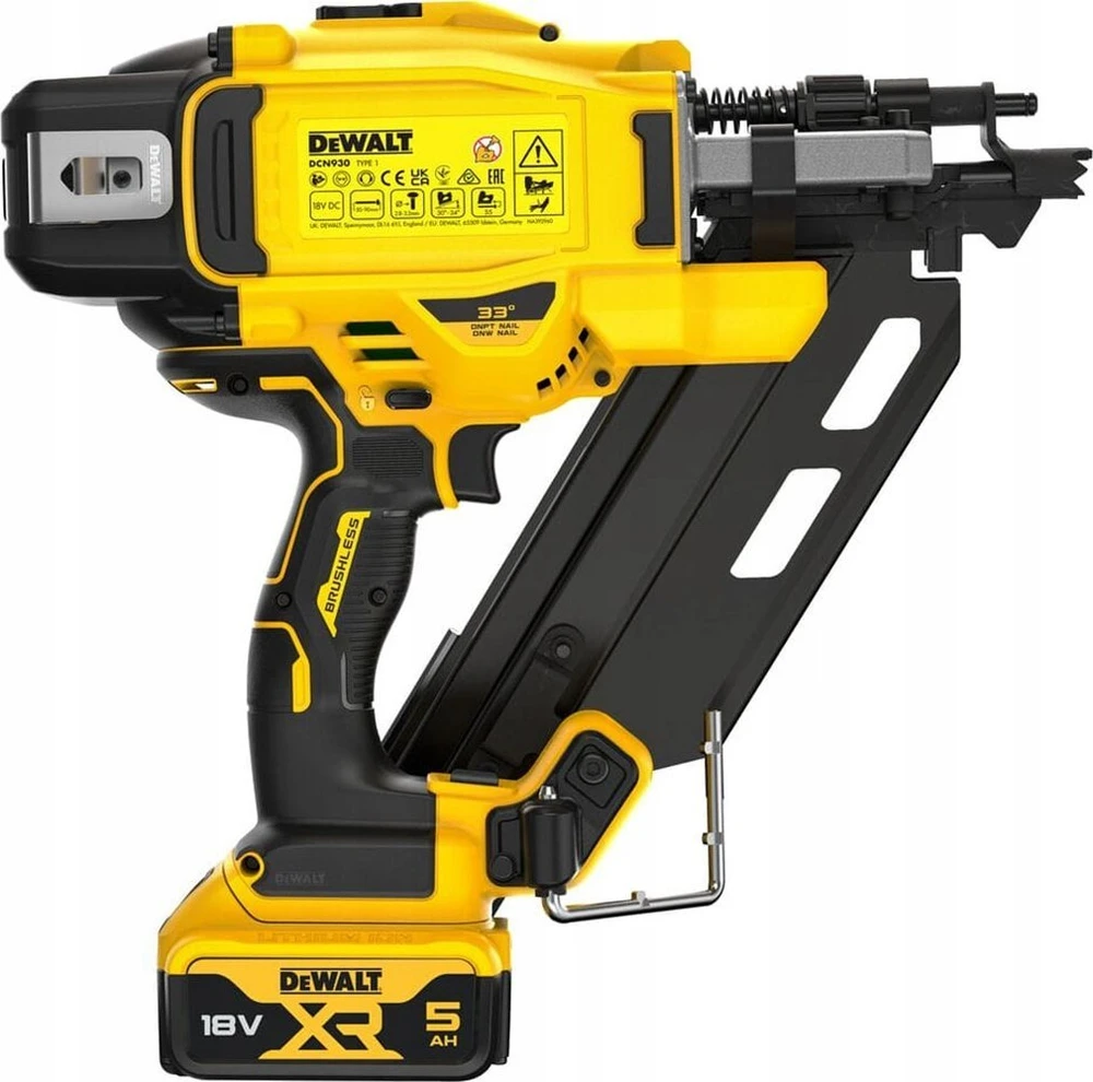 DeWalt Akumuliatorinė viniakalė DCN930P2, 18 V, 2x5,0 Ah,  50–90 mm