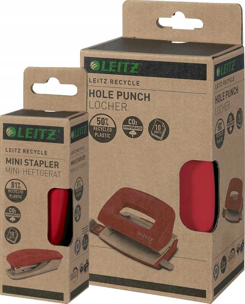 Leitz Mini Stapler NeXXt Recycle Stapler* 10k raudona