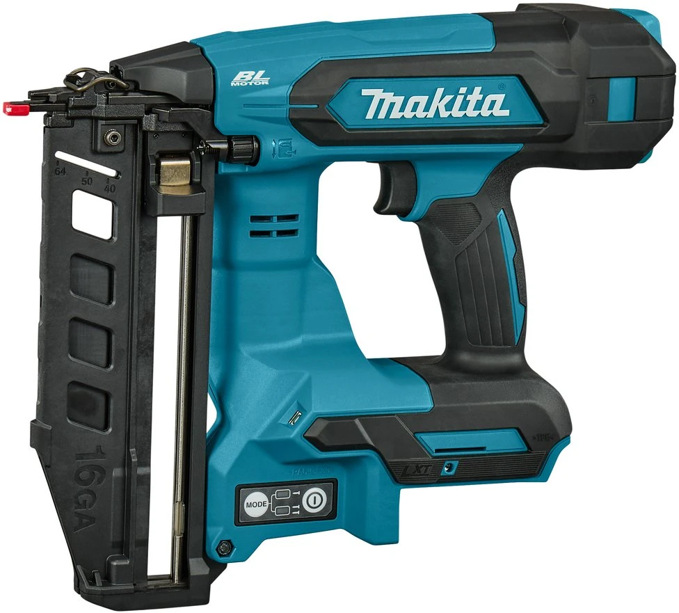 Needs translation into Lithuanian. The input is a Polish product title. Let me translate it according to the rules. "Zszywacz Makita DBN601Z Akumulatorinis zszywacz stauchkopfnagler 64 mm 18V" Breaking down: - "Zszywacz" = segiklis (stapler) - "Makita" - brand name, keep - "DBN601Z" - modelis code, keep - "Akumulatorinis" = akumuliatorinis (battery-powered) - already Lithuanian-looking, but it's "Akumulatorinis" - this looks like Lithuanian already? Actually "Akumulatorinis" is Lithuanian for "battery-powered". "Akumuliatorinis" is Polish. So this word is already in Lithuanian. - "zszywacz" - Polish for "segiklis" (stapler) - "stauchkopfnagler" - this is a German term "Stauchkopfnagler" meaning "nailer with clipped head" - in Polish context they mean a type of nailer. In Lithuanian, it should be translated. Let me think - "stauchkopfnagler" refers to a "nagler" (nagleris) with "stauchkopf" (clipped head/ornamental head?) Actually, "Stauchkopf" in German refers to a "flat head" or "coun