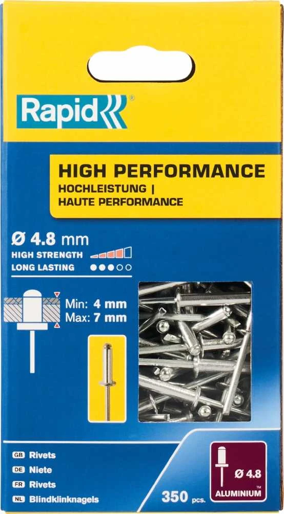 Aliuminės kniedės Rapid 4.8 x 10 mm, 350 vnt