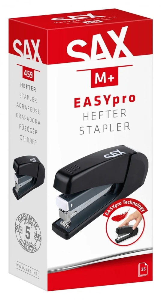 Segtuvas SAX 459 EasyPro M+, susega iki 25 lapų, 24/6, 26/6, juodas (ISAXE459-05)