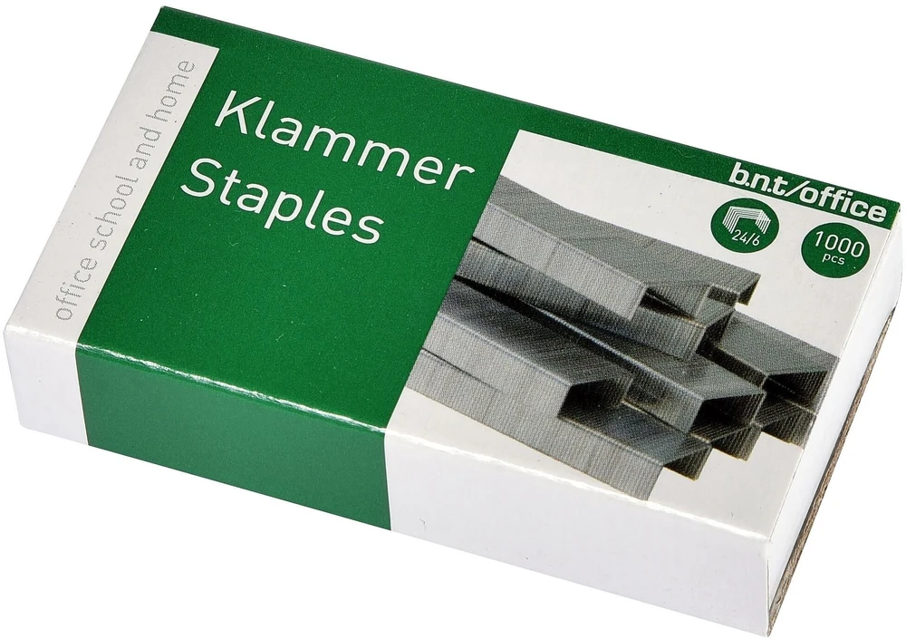 Staples Sąsagos bnt/Office 24/6 plieninės, 1000 vnt./pak. - (1000 vnt.)