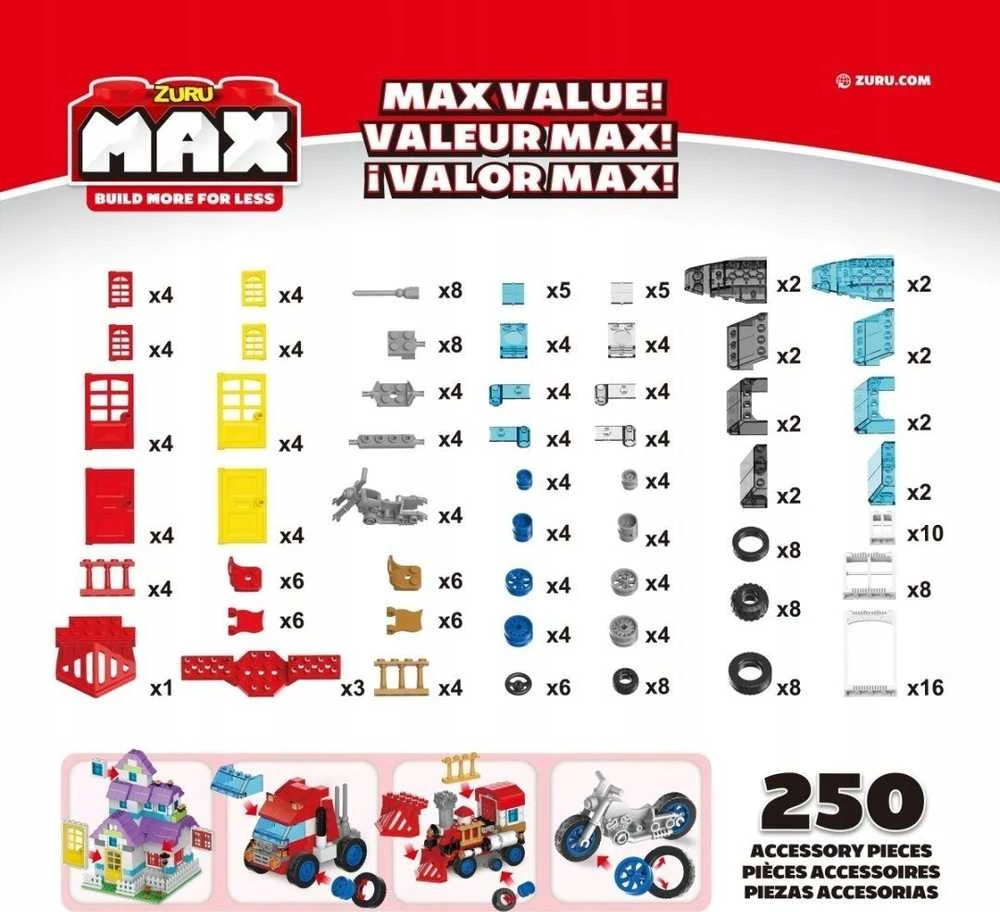 Zuru Max Build Priedų rinkinys 250 plytų