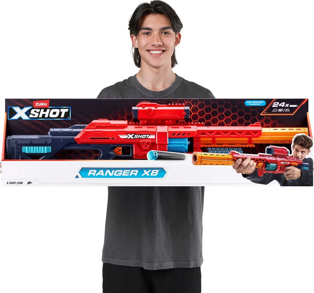 Žaislų - Zuru X Shot 9 Ranger X8 8-dart talpa nuimamas taikiklis