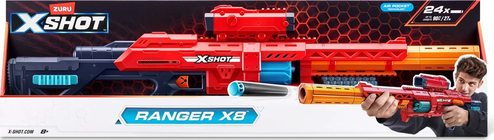 Žaislų - Zuru X Shot 9 Ranger X8 8-dart talpa nuimamas taikiklis