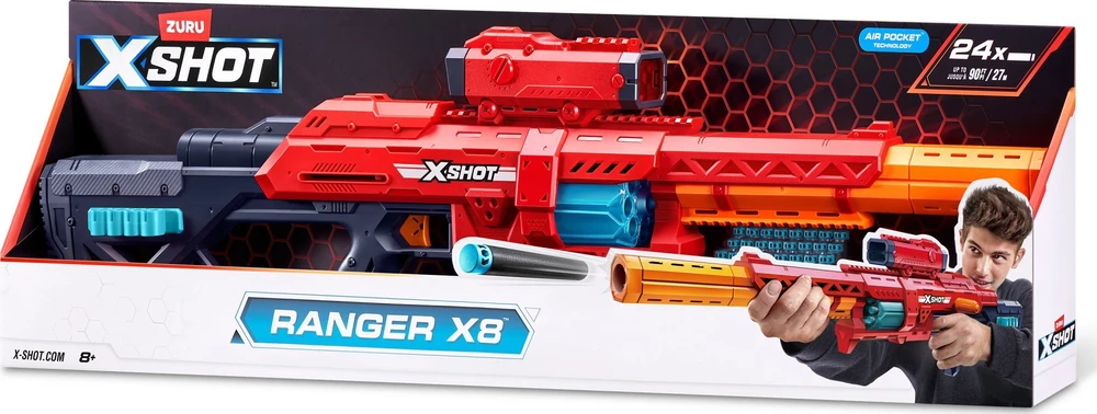 Žaislų - Zuru X Shot 9 Ranger X8 8-dart talpa nuimamas taikiklis