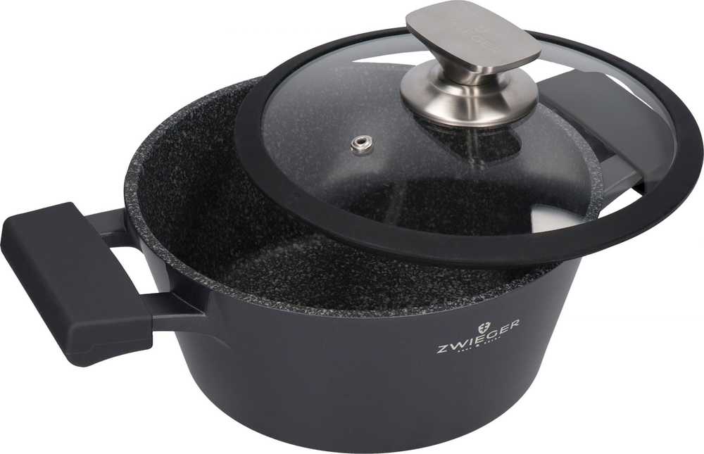 Zwieger Juodas Stone aliuminio puodas 20cm Greblon neprideganti danga