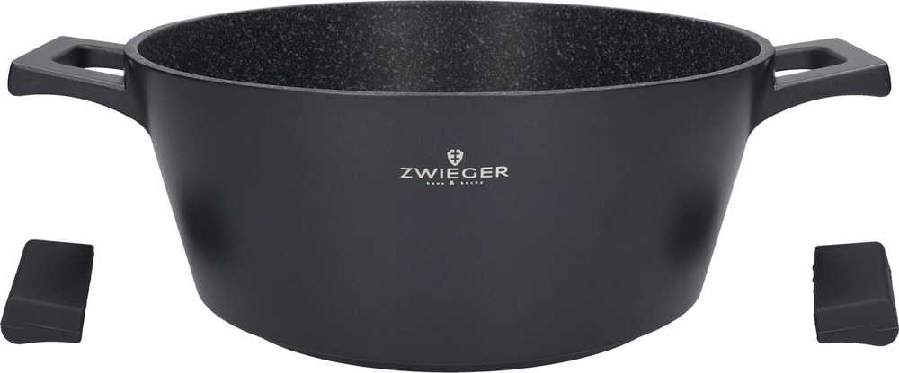 ZWIEGER Juodas AKMENS PUODAS 5,5 L DANGIS 28 CM NEPRIKLANTOS DANGA INDUKCINĖ