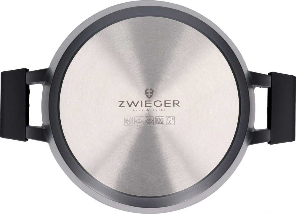 ZWIEGER Juodas AKMENS PUODAS 5,5 L DANGIS 28 CM NEPRIKLANTOS DANGA INDUKCINĖ