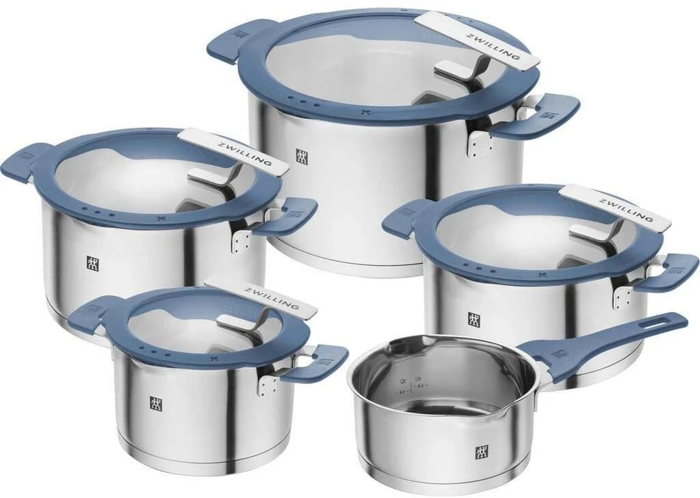 Puodų rinkinys Zwilling Simplify, 5 vnt., su melsvais dangčiais