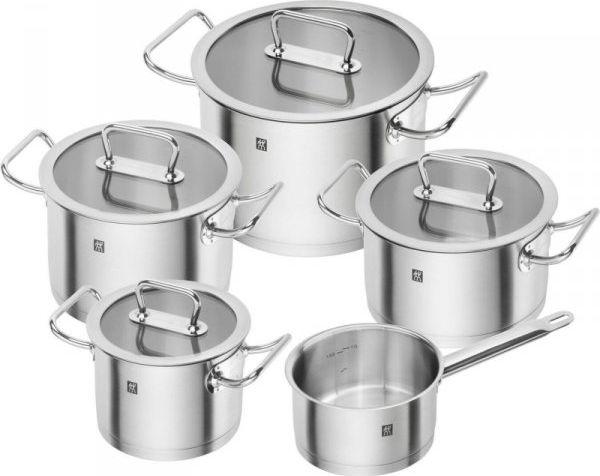 ZWILLING PRO 5 dalių 18/10 nerūdijančio plieno puodų rinkinys, sidabrinis aprašymas - Prekės nuotrauka