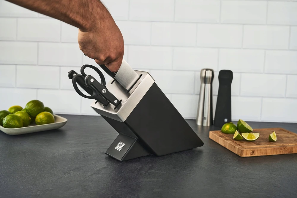 ZWILLING Gourmet peilių laikiklis su KiS technologija, 7 dalių, pelenų juodumo spalvos