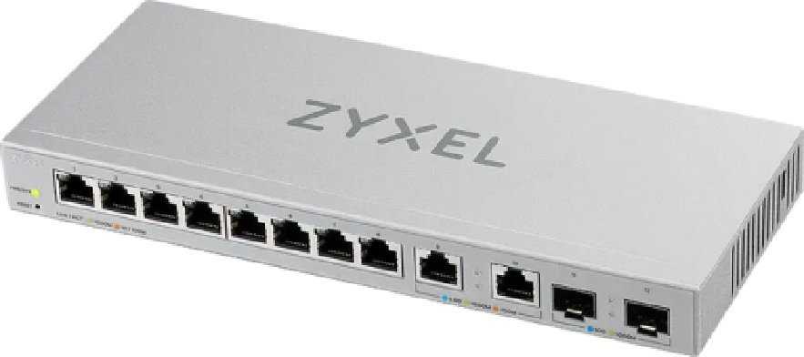 Šakotuvas Switch ZyXEL XGS1210-12 - V2 - Switch - managed - 8 x 10/100/1000 + 2 x 100/1000/2.5G + 2 x 1 Gigabit/10 Gigabit SFP+ (Uplink) - Desktop do montażu na ścianie