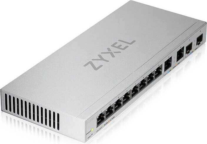 Šakotuvas Switch ZyXEL XGS1210-12 - V2 - Switch - managed - 8 x 10/100/1000 + 2 x 100/1000/2.5G + 2 x 1 Gigabit/10 Gigabit SFP+ (Uplink) - Desktop do montażu na ścianie