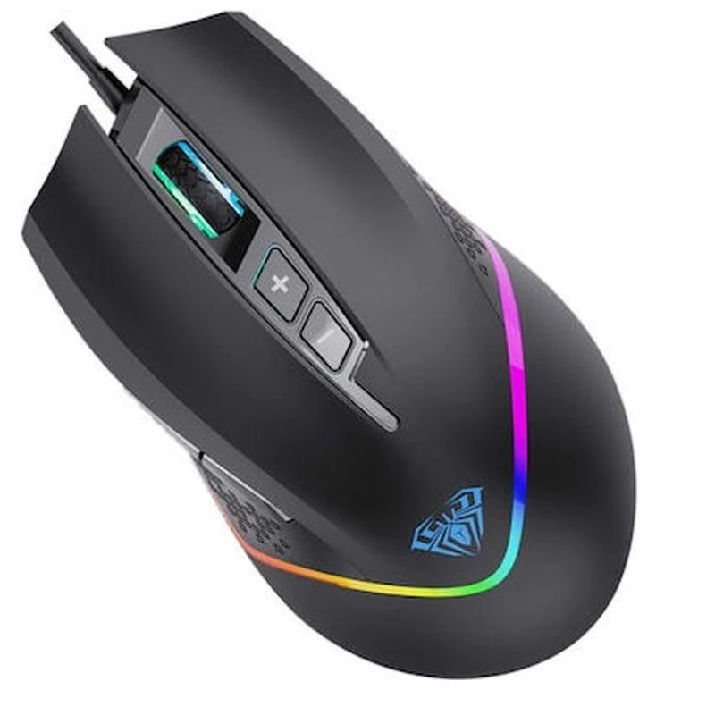 Aula F805 Multi-krāsu apgaismojuma Vada Spēļu Optiskā pele 7 pogas 800-6400dpi 4000FPS 32ips Melna