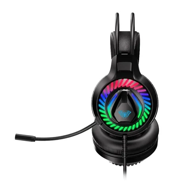 „Aula S605 Noise-Off“ žaidimų ausinės, 50 mm tvarkyklės 2 m laidas 2 x 3,5 mm garso / mikrofonas + USB RGB LED juodas