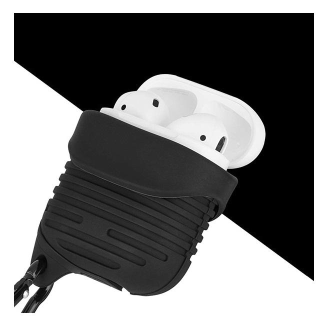Usams Pferd TakeMe Ypač plonas silikoninis apsauginis dėklas su juostelėmis AirPods ausinėms, rožinis