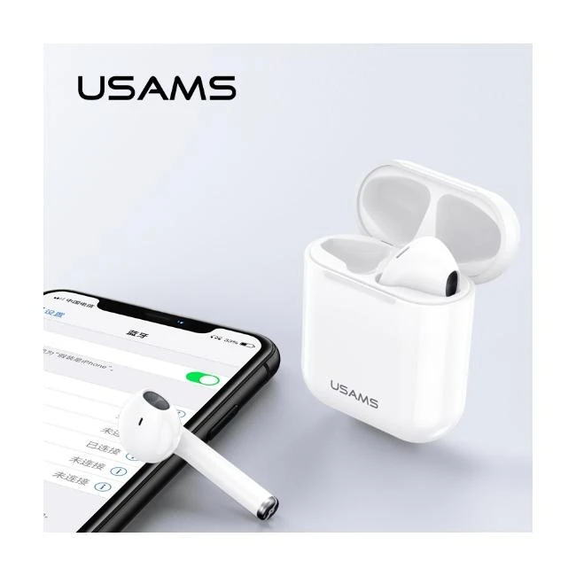 USAMS TWS ausinės su įkrovimo dėžute ir telefonu