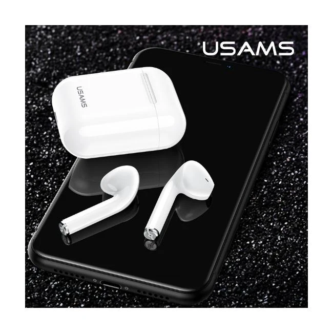 USAMS ausinės Bluetooth 5.0 TWS LUseries belaidės baltos spalvos BHULU01 (US-LU001)
