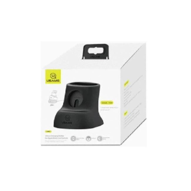 USAMS 2in1 silikoninis įkrovimo stovas Apple Watch ir AirPods ausinėms Juodas ZJ51ZJ01 (US-ZJ051)