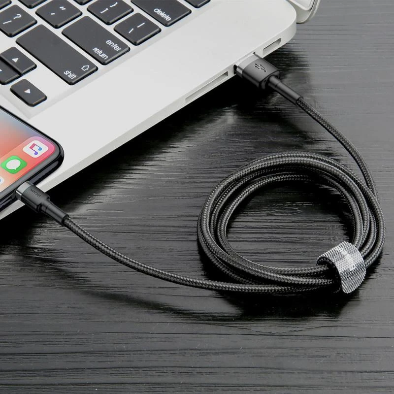 Baseus Cafule USB Lightning kabelis 2.4A 1m - Pilkas / Juodas