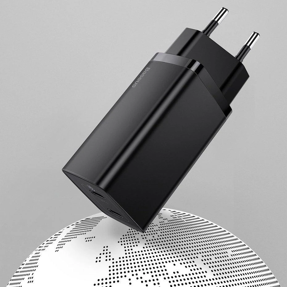 Baseus GaN2 Lite greitas kelioninis įkroviklis USB + C 65W EU - Juodas
