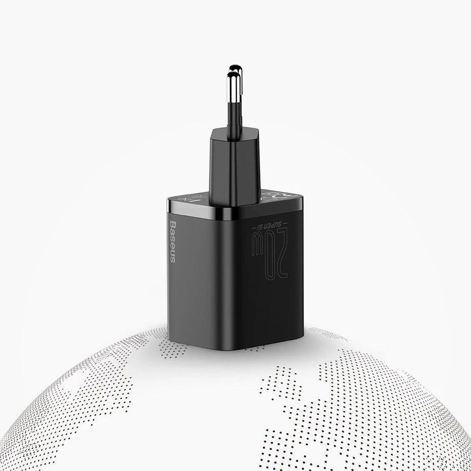 Baseus Sieninis įkroviklis Super Si 20W USB-C QC3.0 PD, juodas
