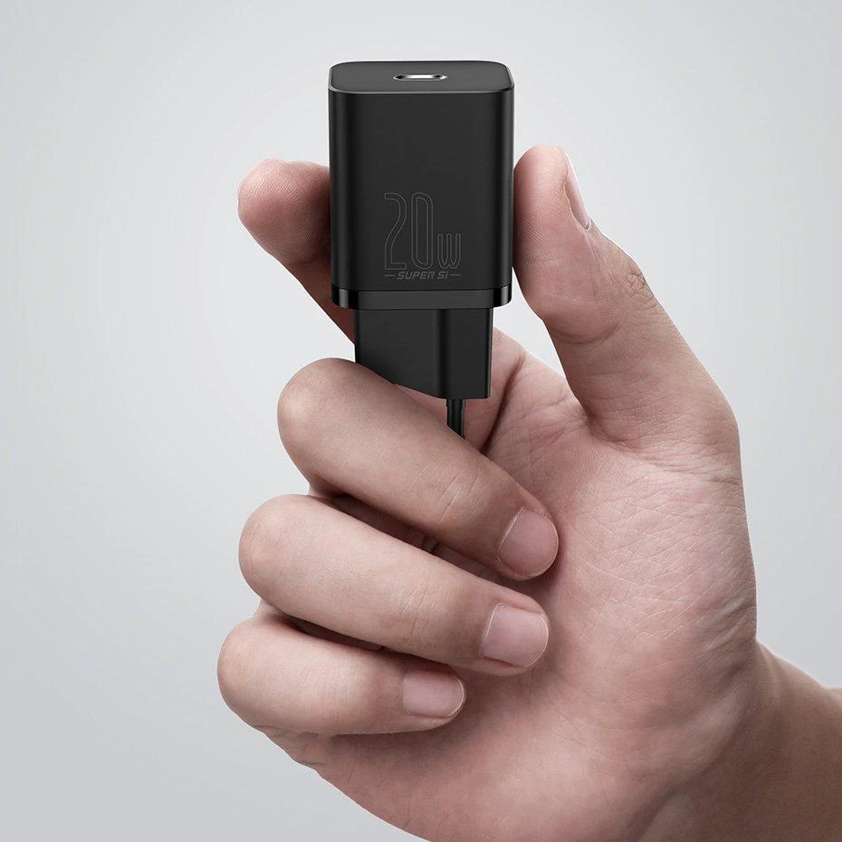 Baseus Sieninis įkroviklis Super Si 20W USB-C QC3.0 PD, juodas