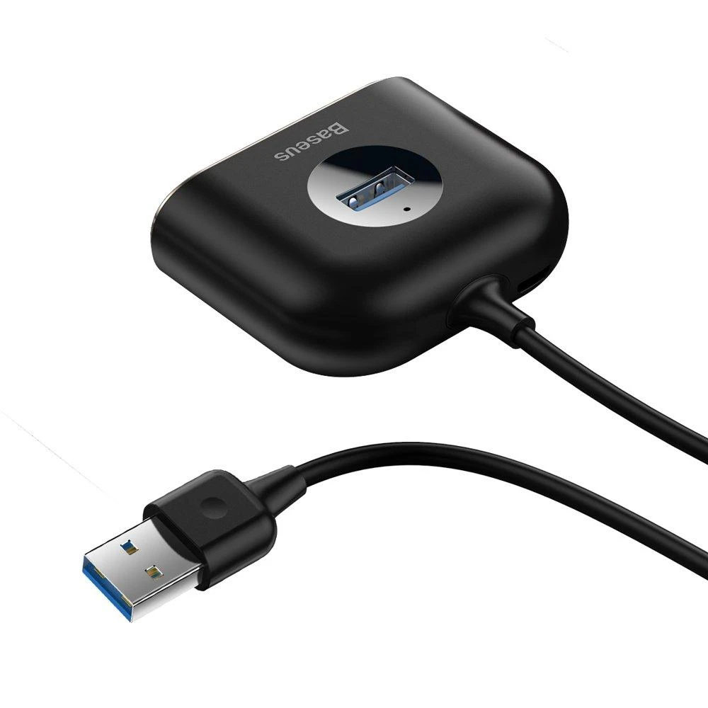 USB įkrovimo adapteris Baseus Square round 4in1 (USB3.0 TO USB3.0*1+USB2.0*3) 1m juodas CAHUB-AY01