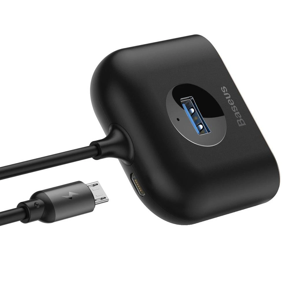 USB įkrovimo adapteris Baseus Square round 4in1 (USB3.0 TO USB3.0*1+USB2.0*3) 1m juodas CAHUB-AY01