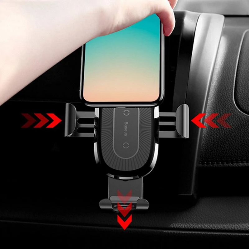 Baseus Gravity automobilinis laikiklis su belaidžiu Qi įkrovimu - Juodas