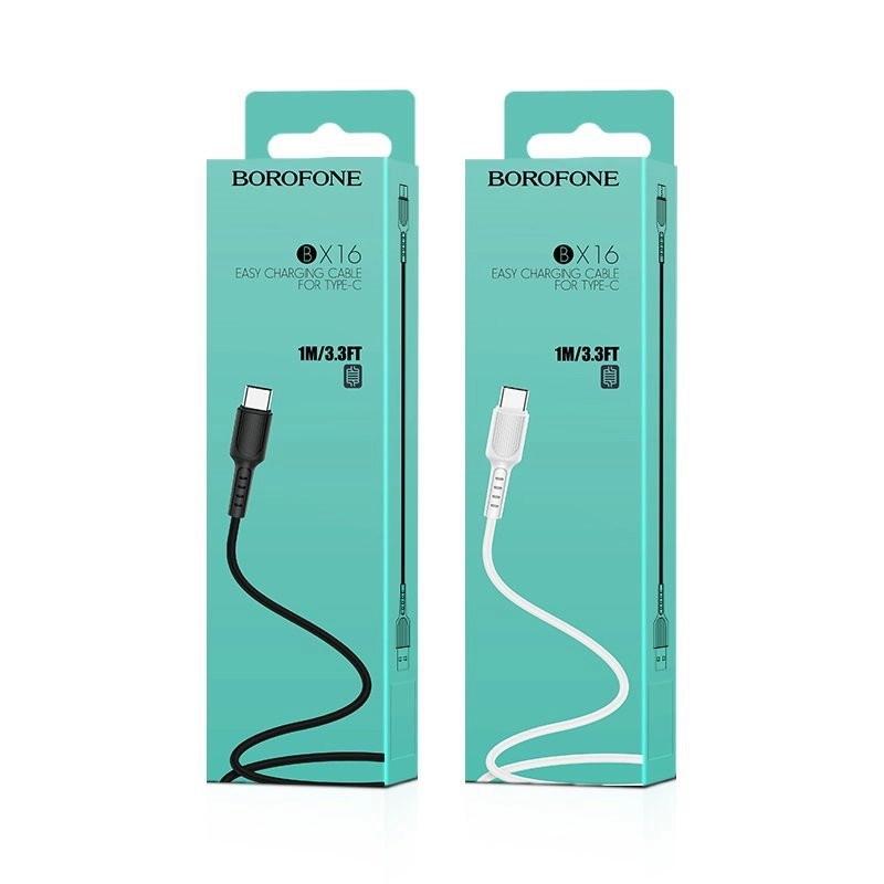 Borofone X16 USB-C kabelis 100 cm baltas