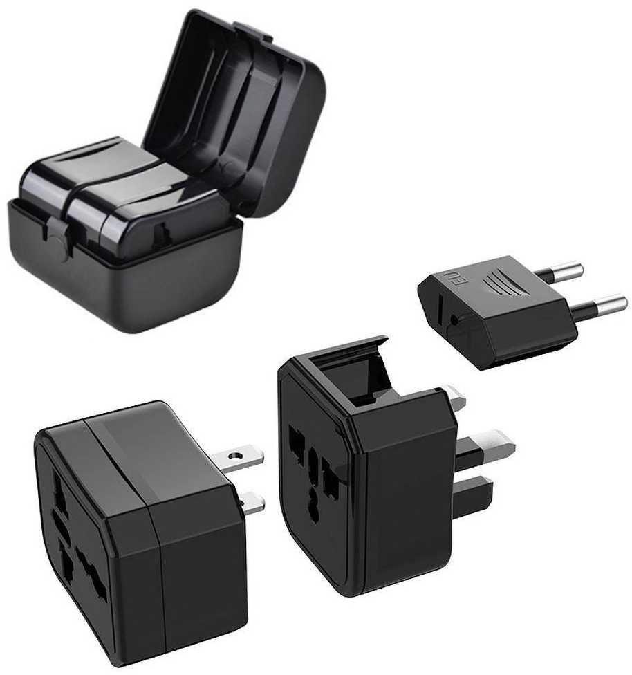 CP TR1 Ceļojumu Strāvas ligzdas 3in1 Multi adapteris UK 3-pin - Euro 2pin - US (USA) - Āzijas + Uzglabāšanas kaste