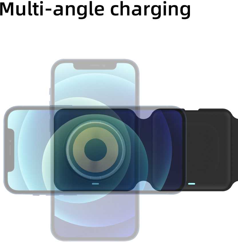 WoW F1 3in1 sulankstomas magnetinis belaidis 15 W įkroviklis išmanusis telefonas / išmanusis laikrodis / TWS ausinės juodos