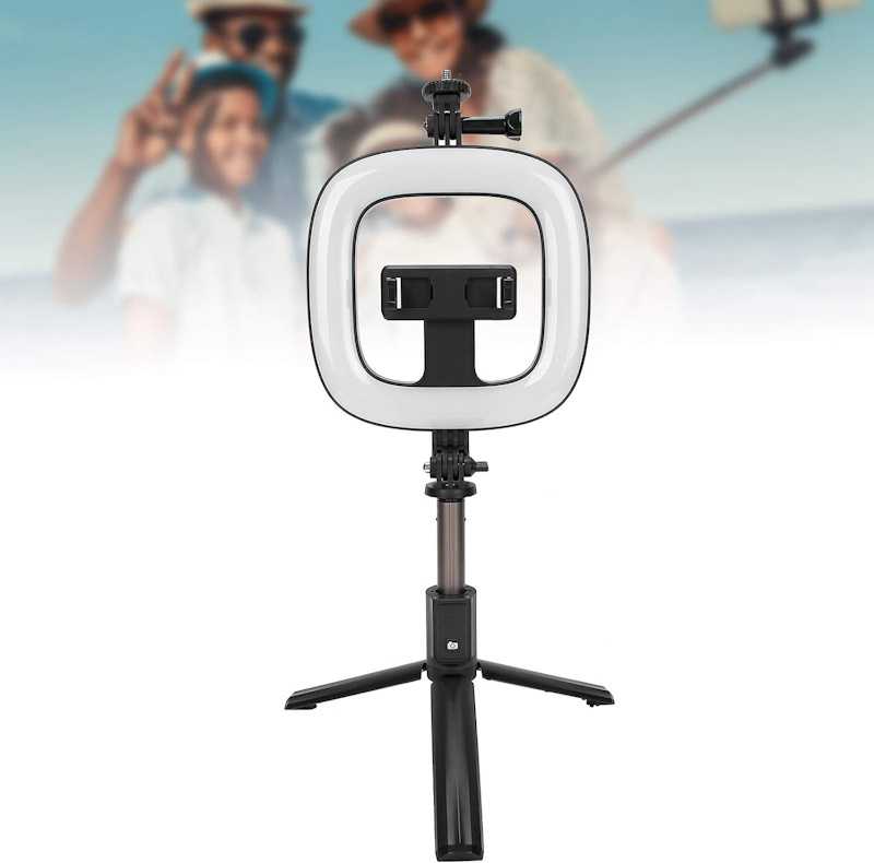 CP X1 LED 16cm Uzlādējama Selfie Lampa ar BT Pulti & Rokturi + Grīdas statīvu 20-90cm + Telefona stiprinājums