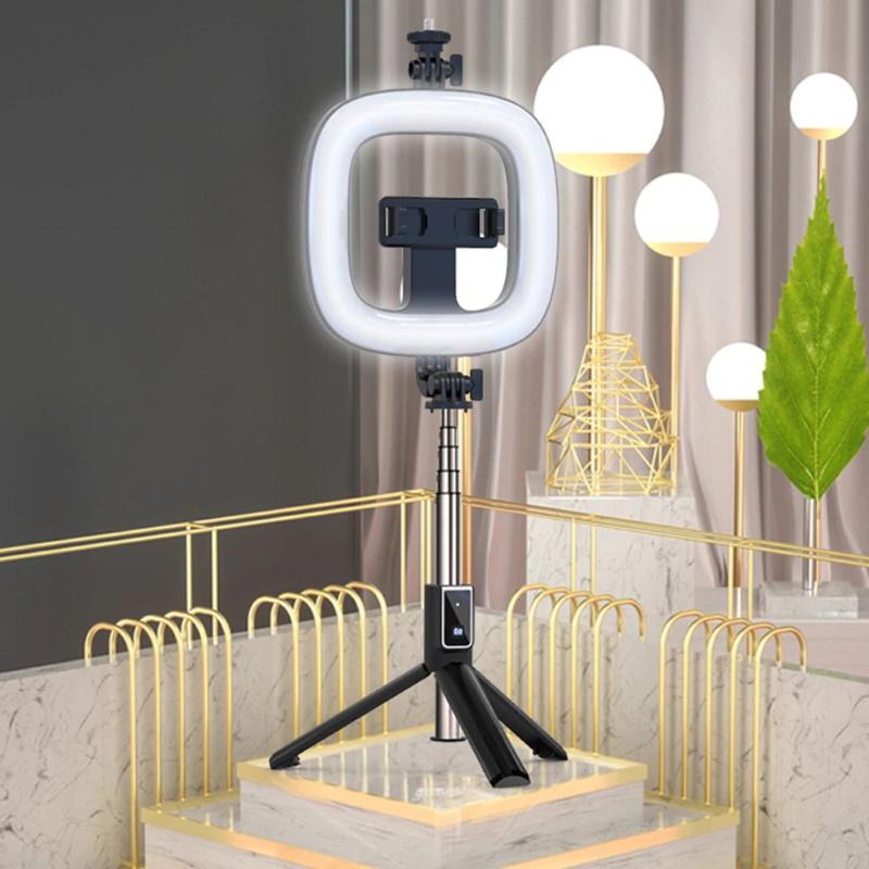 CP X1 LED 16cm Uzlādējama Selfie Lampa ar BT Pulti & Rokturi + Grīdas statīvu 20-90cm + Telefona stiprinājums