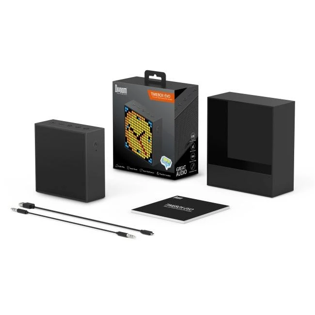 Divoom TimeBox-Evo Pixel Art Smart Bleutooth garsiakalbis, Juodas (Juodas)