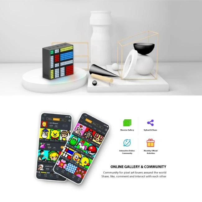 Divoom TimeBox-Evo Pixel Art Smart Bleutooth garsiakalbis, Juodas (Juodas)