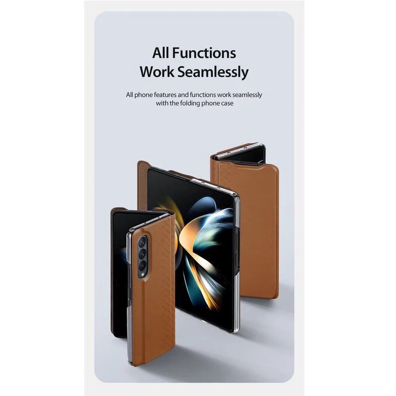 Dėklas Oem Dux Ducis "Bril" skirtas Samsung F936 Z Fold4 rudas