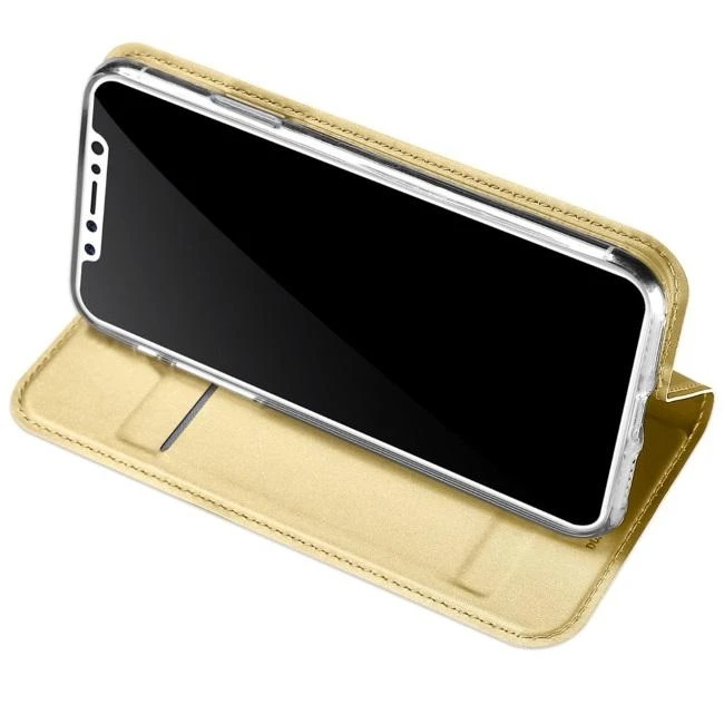 Dėklas Dux Ducis Skin Pro Samsung Galaxy S23 Plus atverčiamas Card Wallet su stoveliu Gold