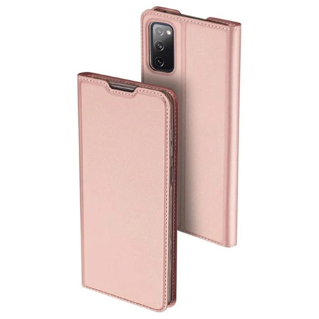 Dux Ducis Skin Pro Samsung Galaxy S23 Plus atverčiamas card wallet su stoveliu dėklas telefonui rožinės spalvos