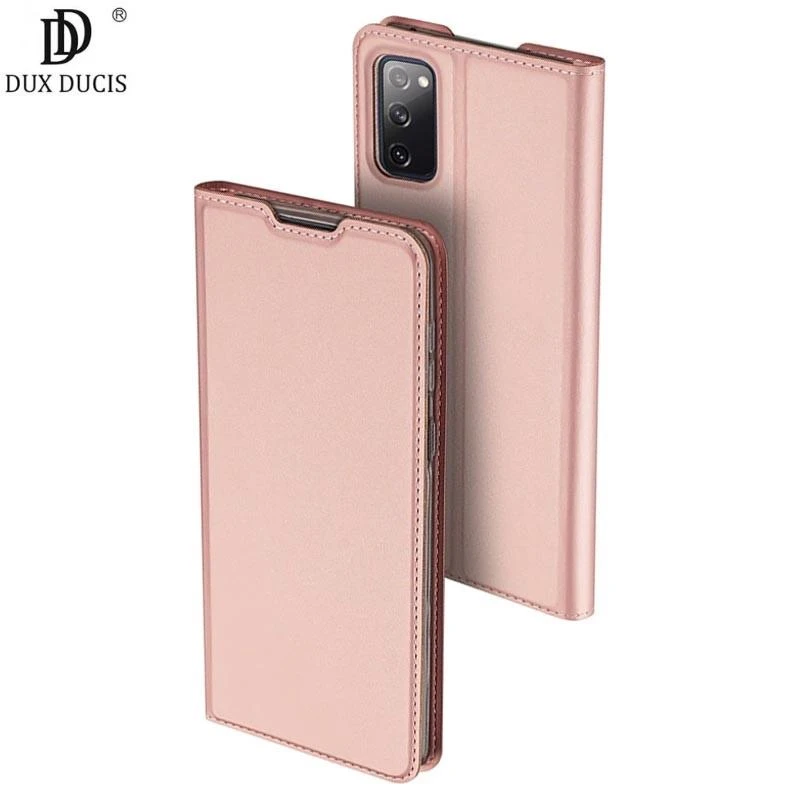 Dux Ducis Skin Pro Samsung Galaxy S23 Plus atverčiamas card wallet su stoveliu dėklas telefonui rožinės spalvos