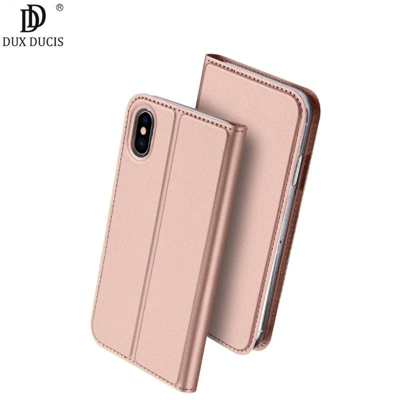 Dux Ducis Premium atverčiamas dėklas skirtas Apple iPhone XS Max, Rose Gold